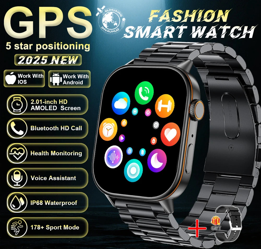 Robuste 2025 Militär GPS Smartwatch mit Taschenlampe & Bluetooth-Anruf für Android & iOS