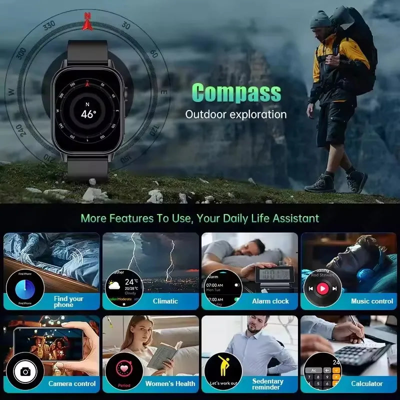 Robuste 2025 Militär GPS Smartwatch mit Taschenlampe & Bluetooth-Anruf für Android & iOS