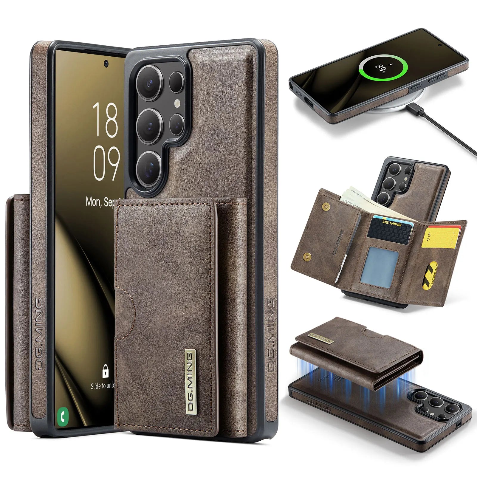 Magnetische Leder Brieftasche für Galaxy S25 Serie