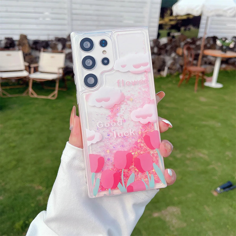 Leuchtende Blumen Hülle im Ölgemälde-Stil für Samsung