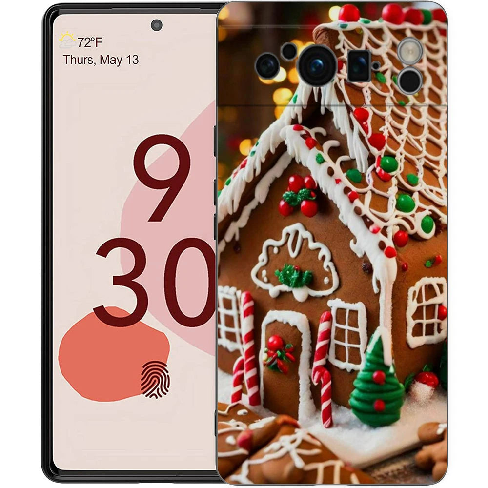 Pixel 9 8 Case Cartoon Silicone TPU Half Wrap Christmas Case