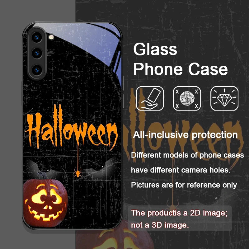 Halloween Kürbis Glas Hülle für Galaxy S25–S23