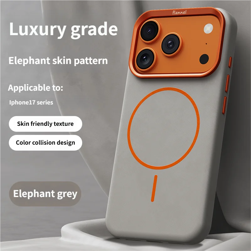 iPhone 17 Pro Max Lederhülle Elefant Textur Magnetisch