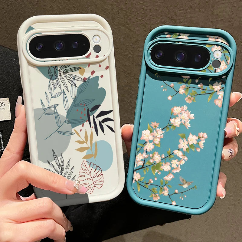 Blumen Silikonhülle für Google Pixel 9 Pro, Stoßfest