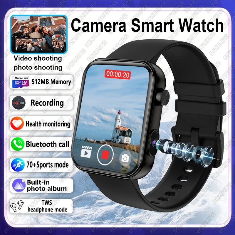 Smartwatch 2025 mit Kamera, Fitness & Anruf-Funktion