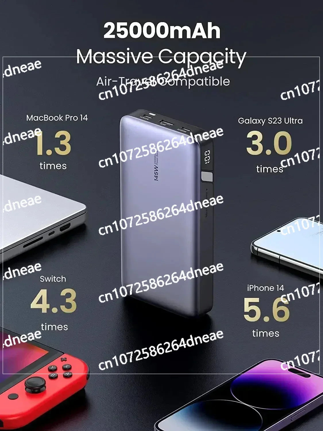 Leistungsstarke Powerbank 25000mAh 145W Schnellladung