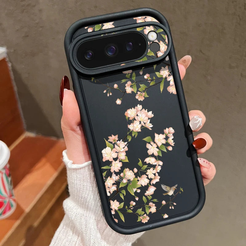 Blumen Silikonhülle für Google Pixel 9 Pro, Stoßfest