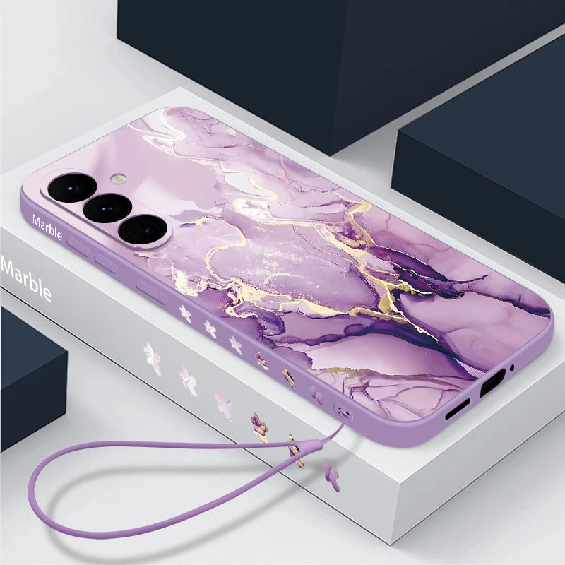 Bunte Marmorhülle mit Band Samsung