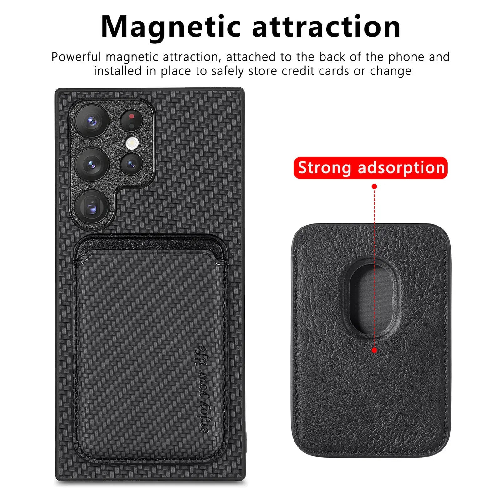 Carbon PU Lederhülle Magsafe für Samsung Galaxy