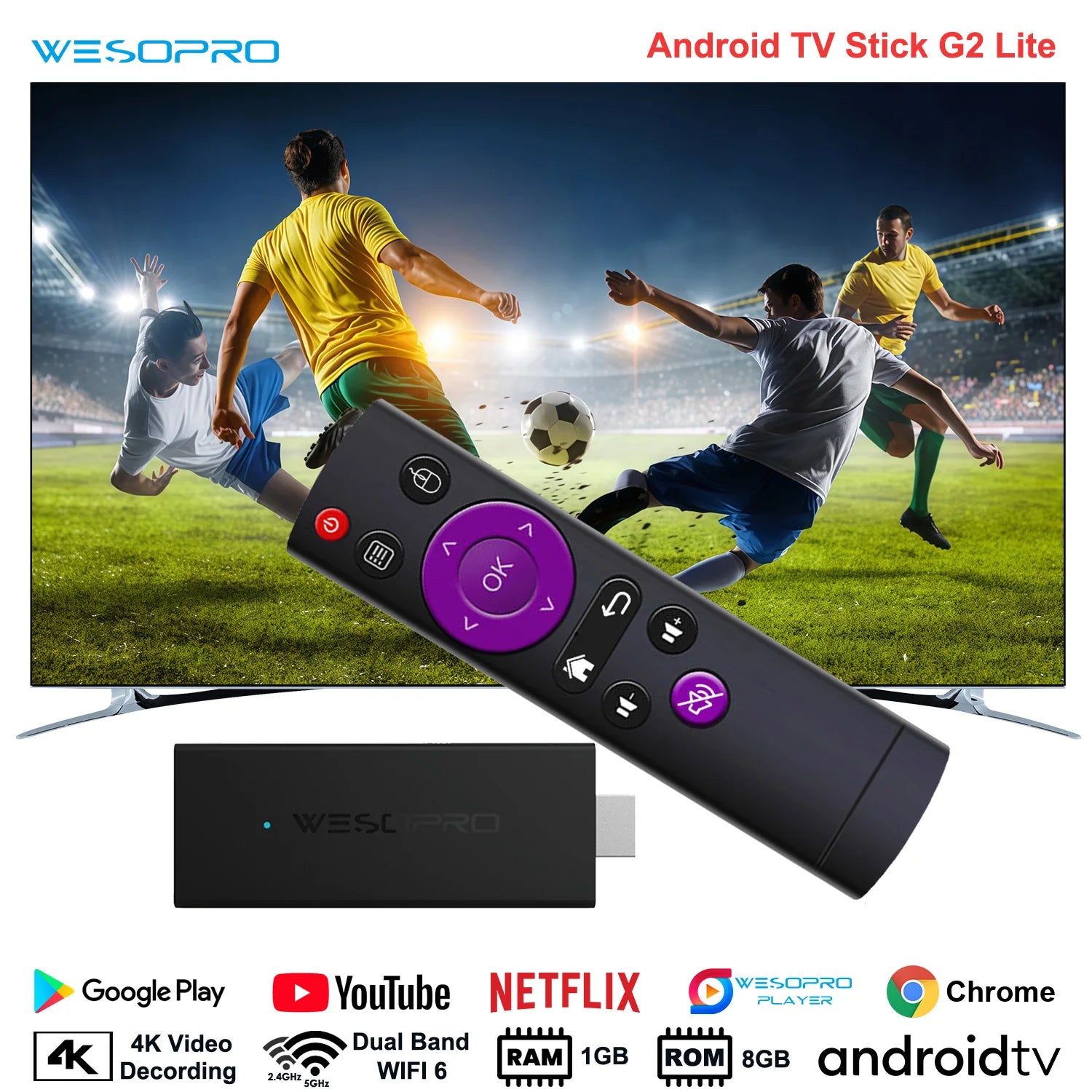 4K Android 14 TV stick with WiFi 6 streaming