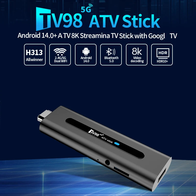 TV98 ATV Smart TV Stick 4K 8K Android 14