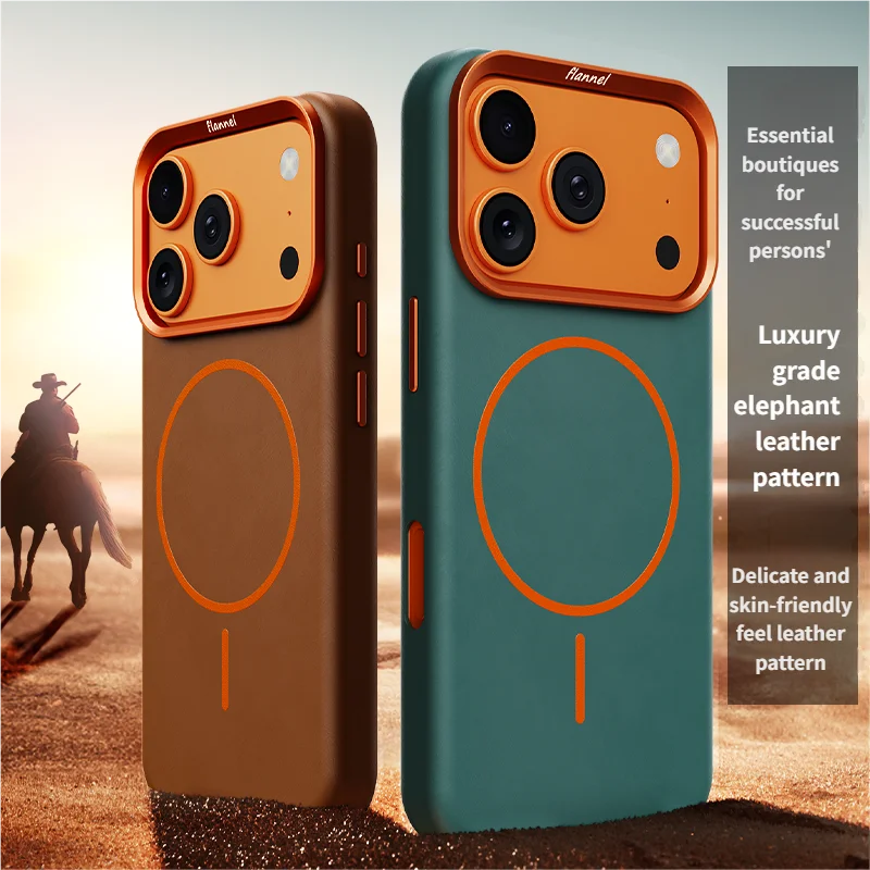 iPhone 17 Pro Max Lederhülle Elefant Textur Magnetisch