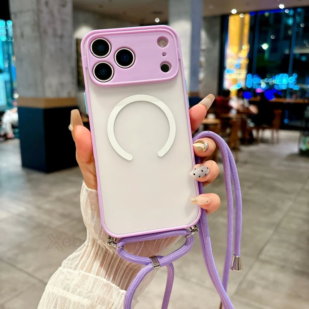 Magnetische Magsafe-Hülle mit Band für iPhone 11–17
