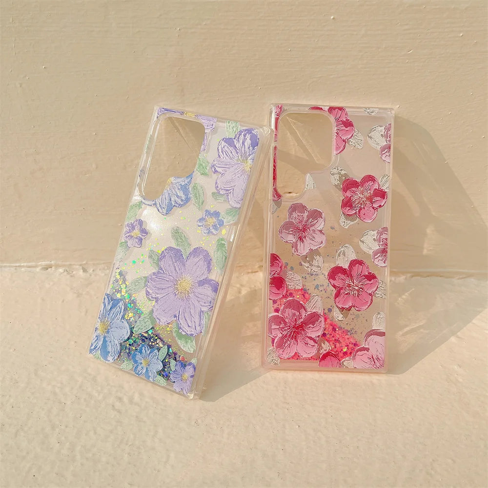 Leuchtende Blumen Hülle im Ölgemälde-Stil für Samsung