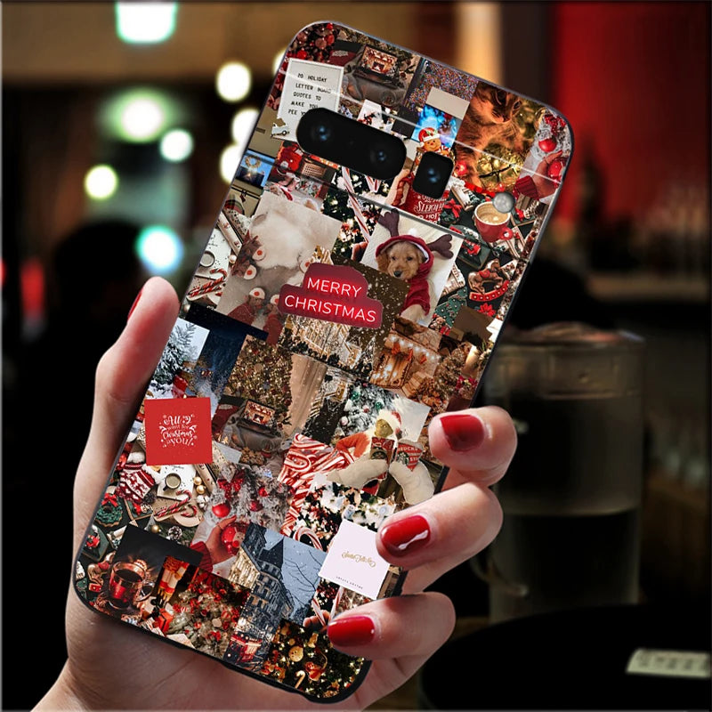 Ästhetische Weihnachts Silikonhülle für Google Pixel 8 9 und 10 Flexibel Stoßfest Schutz Weiches TPU Case