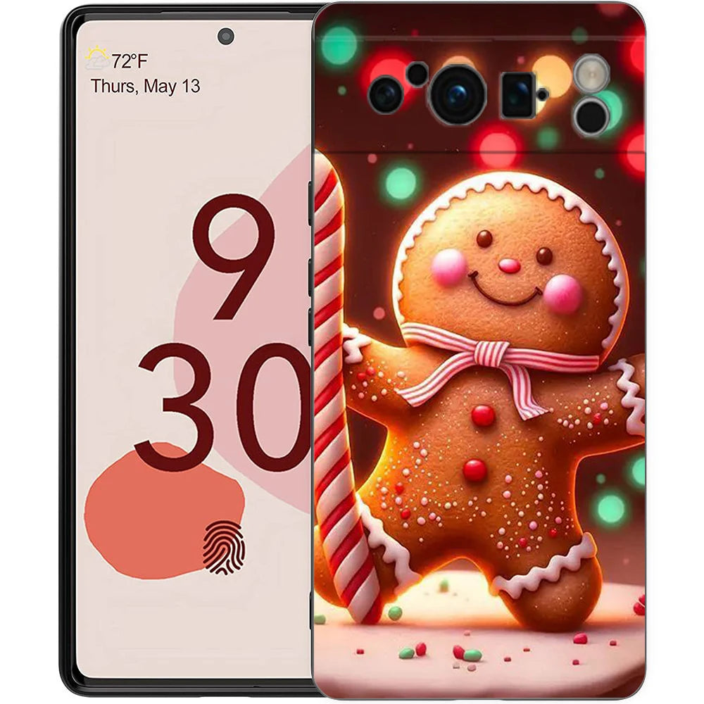 Pixel 9 8 Case Cartoon Silicone TPU Half Wrap Christmas Case