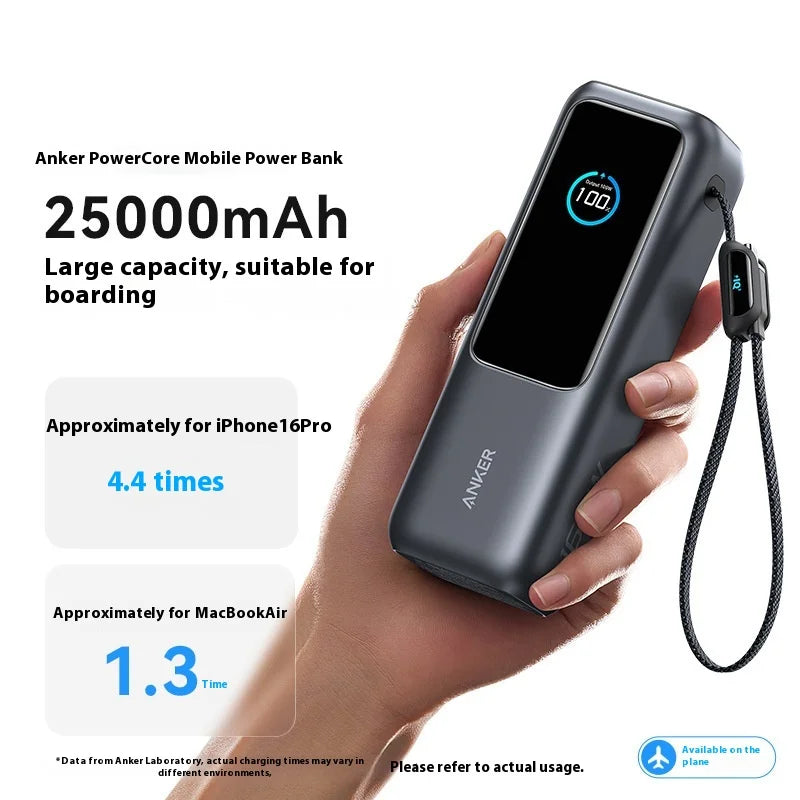 Hochleistungs Powerbank mit einziehbarem Kabel