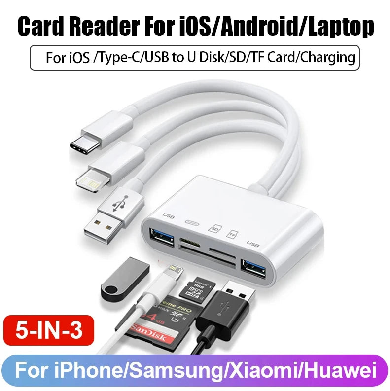 5-in-1 USB OTG Kartenleser Adapter für iPhone iPad