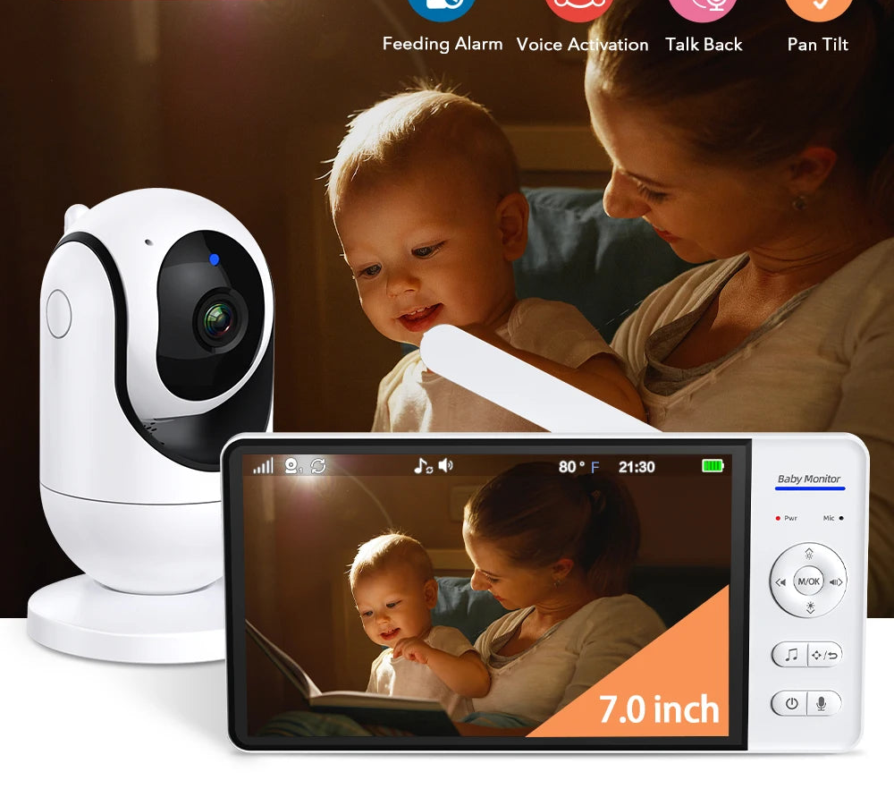 7'' Kabelloser HD Baby Monitor mit 4X Zoom