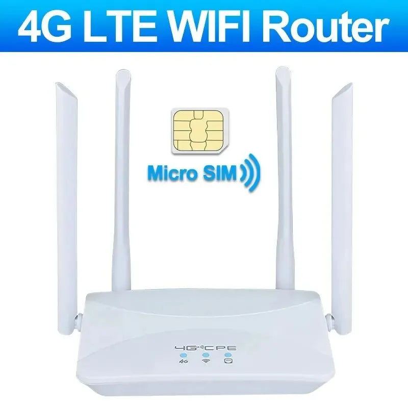 4G LTE WLAN Router mit 4 Antennen und SIM-Slot