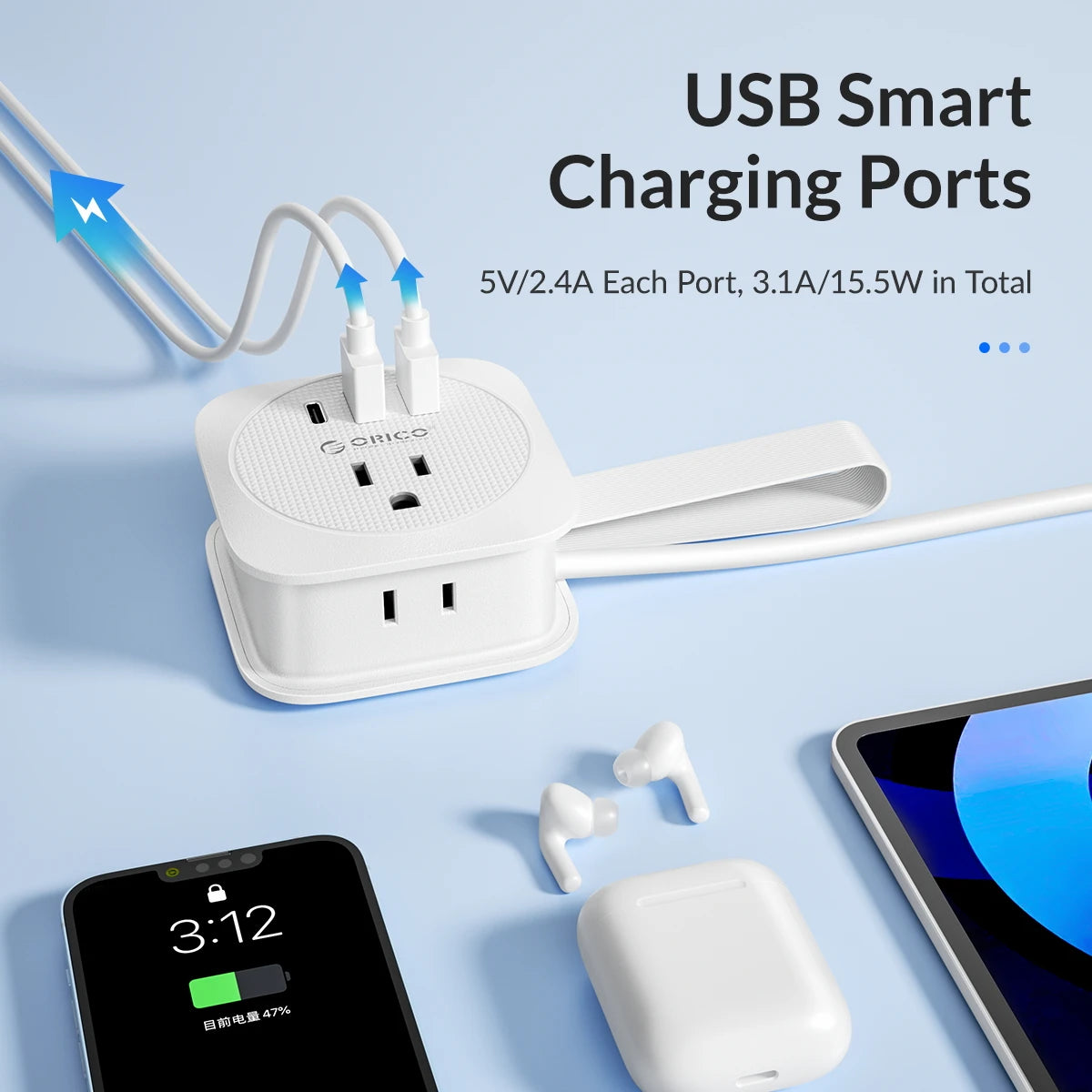 ORICO Travel Power Strip with USB-C