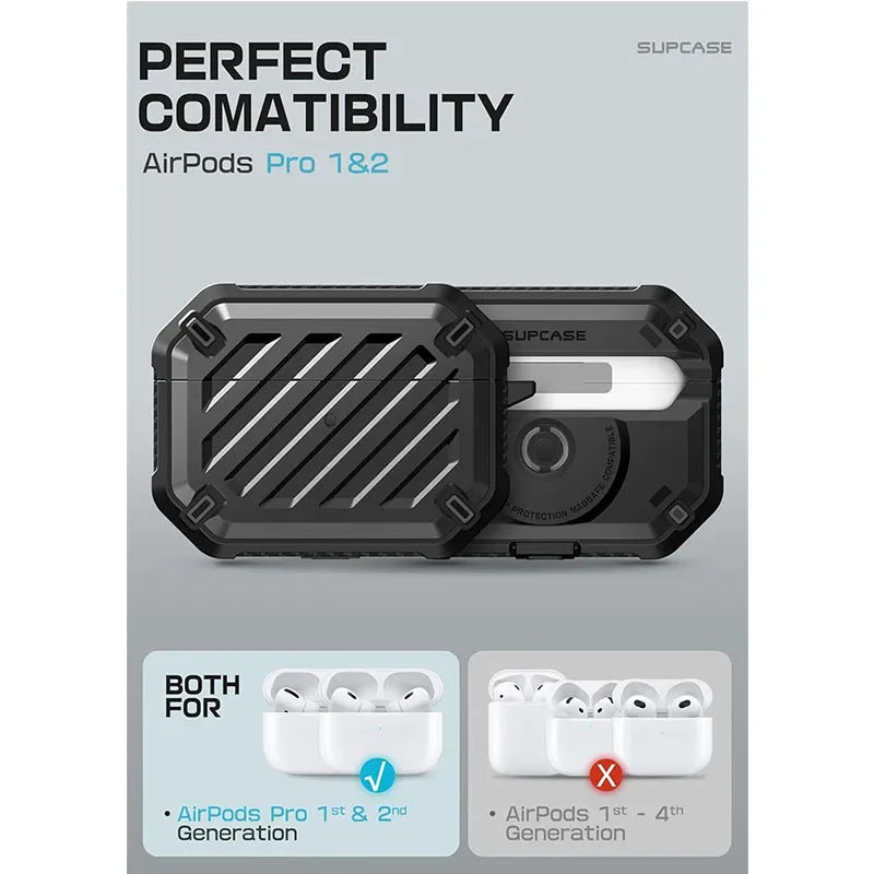 Hülle für AirPods Pro 1/2 Generation Hard Shell mit Karabiner