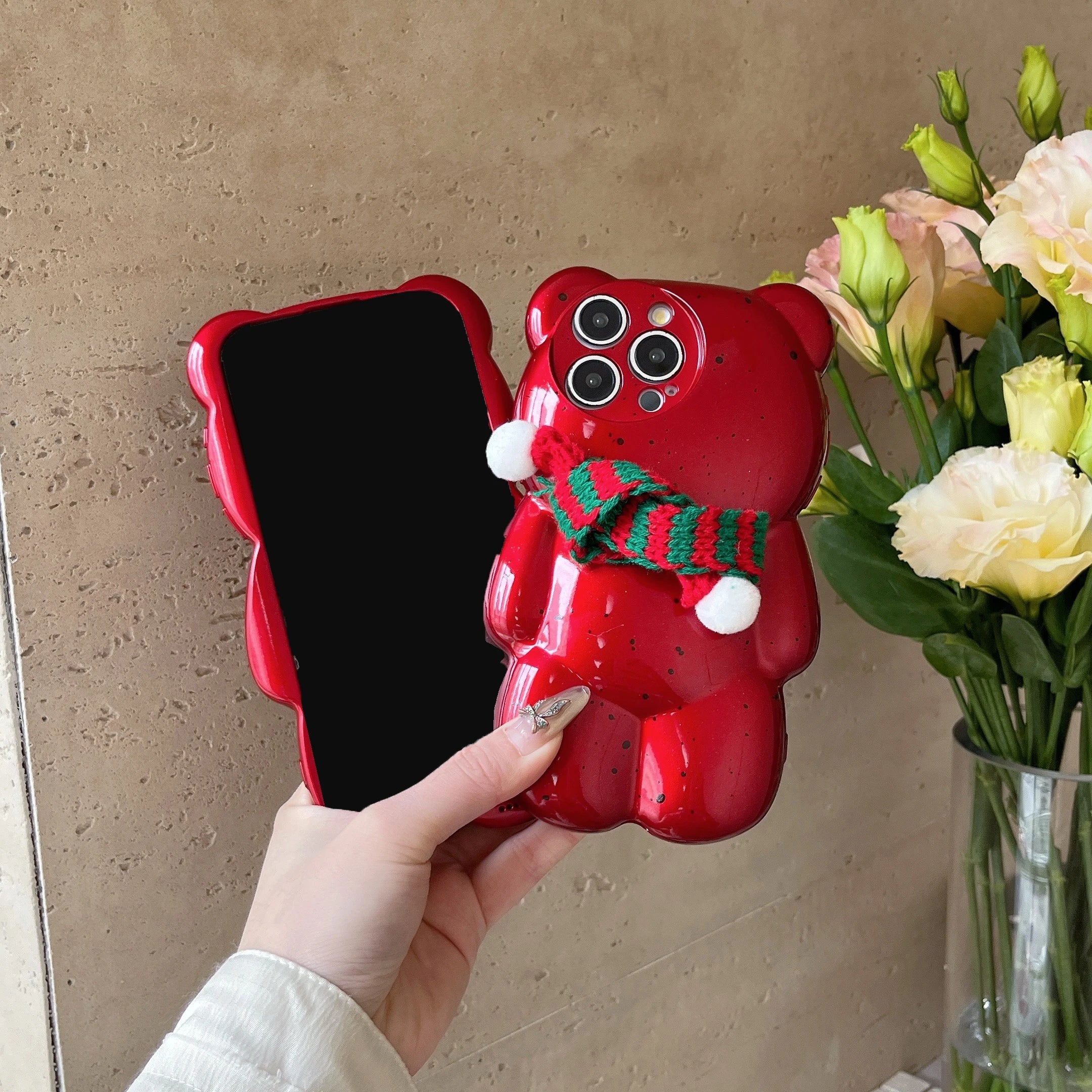 Christmas Bear Case for iPhone 16 Soft