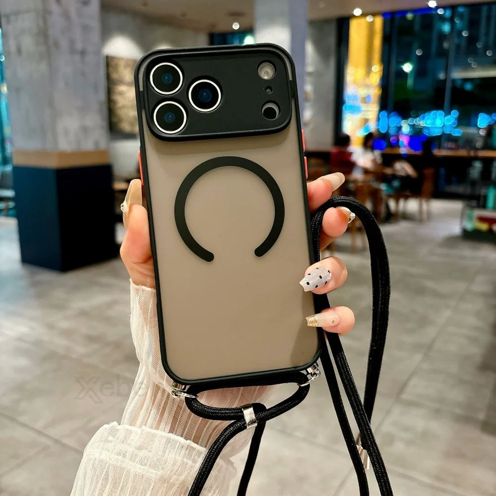 Magnetische Magsafe-Hülle mit Band für iPhone 11–17