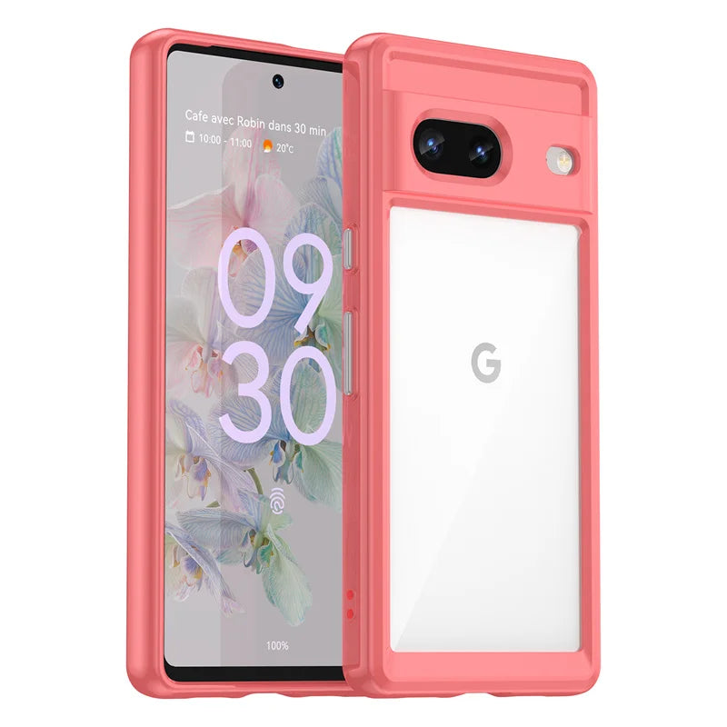 Klar transparente Pixel 7 Hülle mehrfarbig
