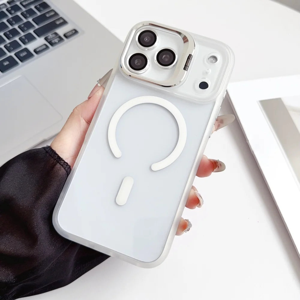 MagSafe Hülle für iPhone 17 Pro Max – Unsichtbarer Ständer, Kameraobjektivschutz, Transparent