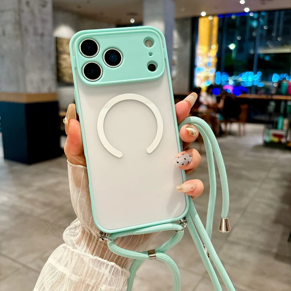 Magnetische Magsafe-Hülle mit Band für iPhone 11–17