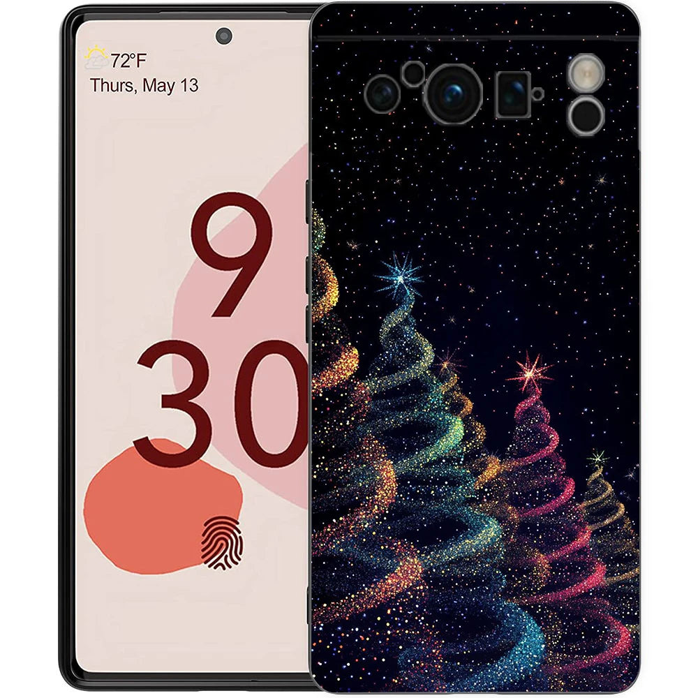 Stylish Merry Christmas TPU case for Google Pixel 9 Pro XL, half-wrapped, 360-degree protection, shockproof, scratch-resistant, non-slip, cartoon animal anime design