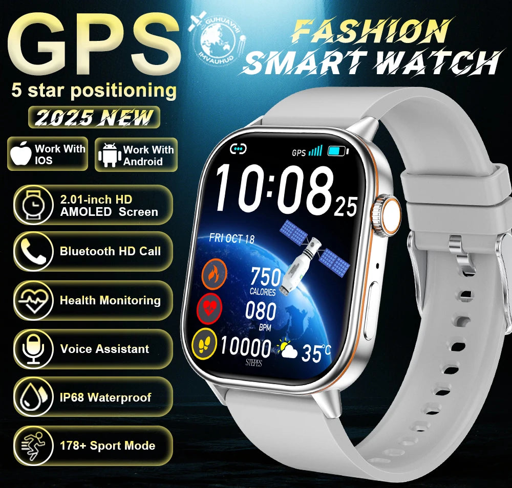 Robuste 2025 Militär GPS Smartwatch mit Taschenlampe & Bluetooth-Anruf für Android & iOS
