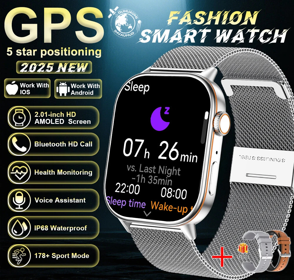 Robuste 2025 Militär GPS Smartwatch mit Taschenlampe & Bluetooth-Anruf für Android & iOS
