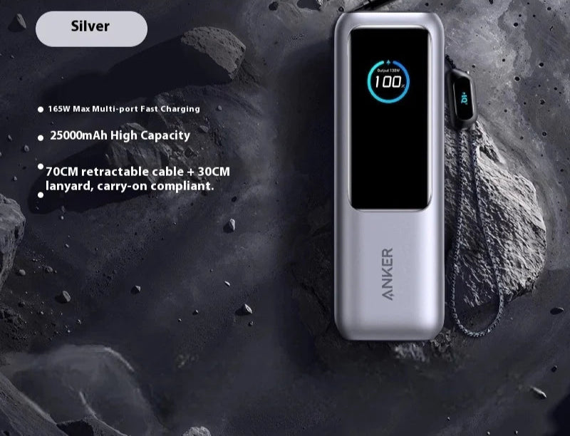 Hochleistungs Powerbank mit einziehbarem Kabel