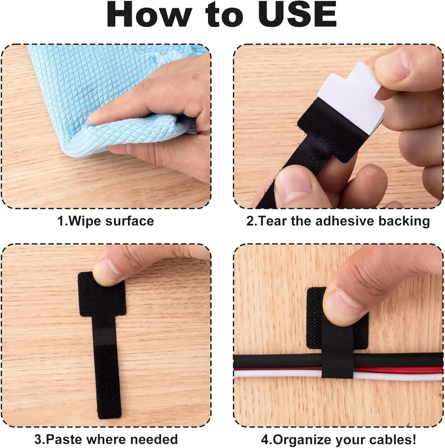 Wiederverwendbare Klett Kabelbinder und Organizer Set