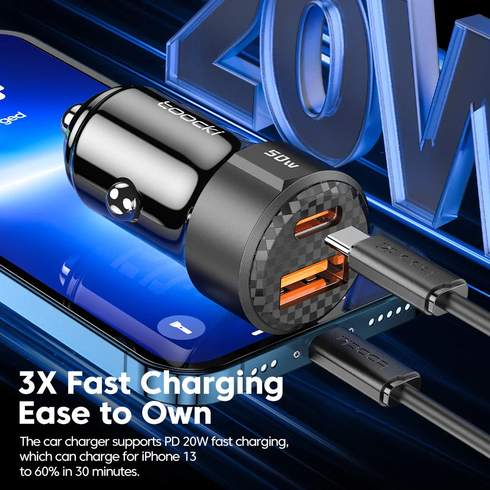 Toocki 50W USB-C Autoladegerät PD QC 3.0 Mini