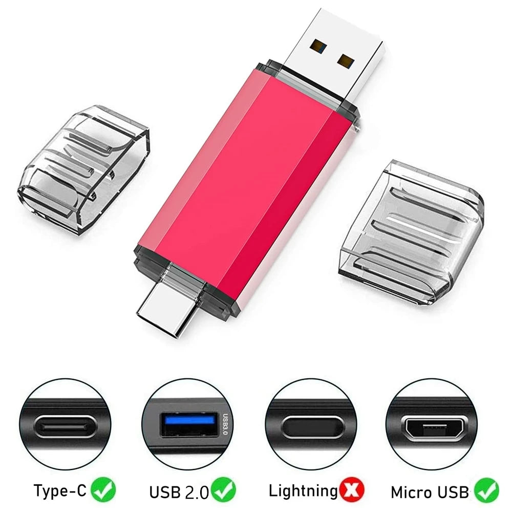 BINFUL 2-in-1 USB-C Stick 512GB–2TB mit Anhänger