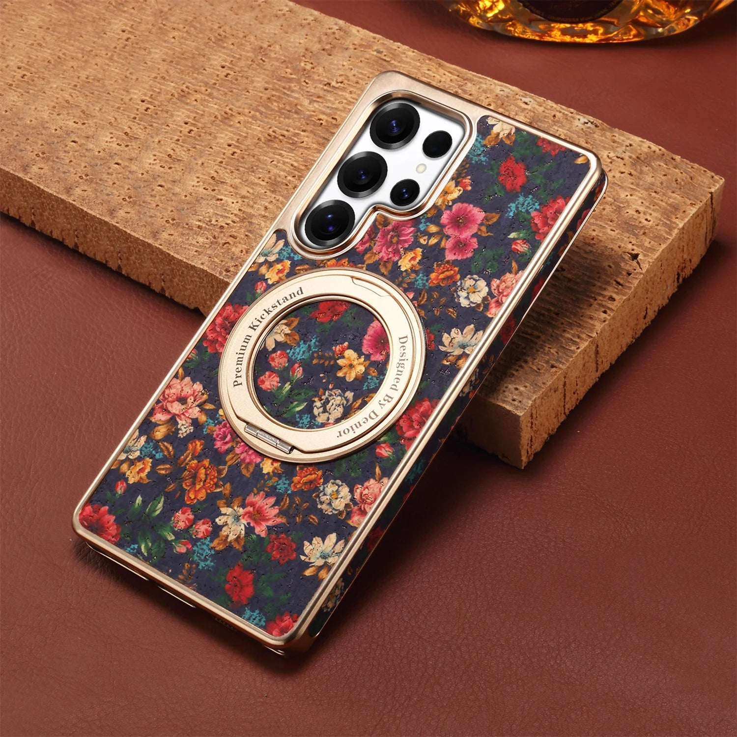 Luxus Blumen Magsafe Hülle mit Ring für Samsung S25