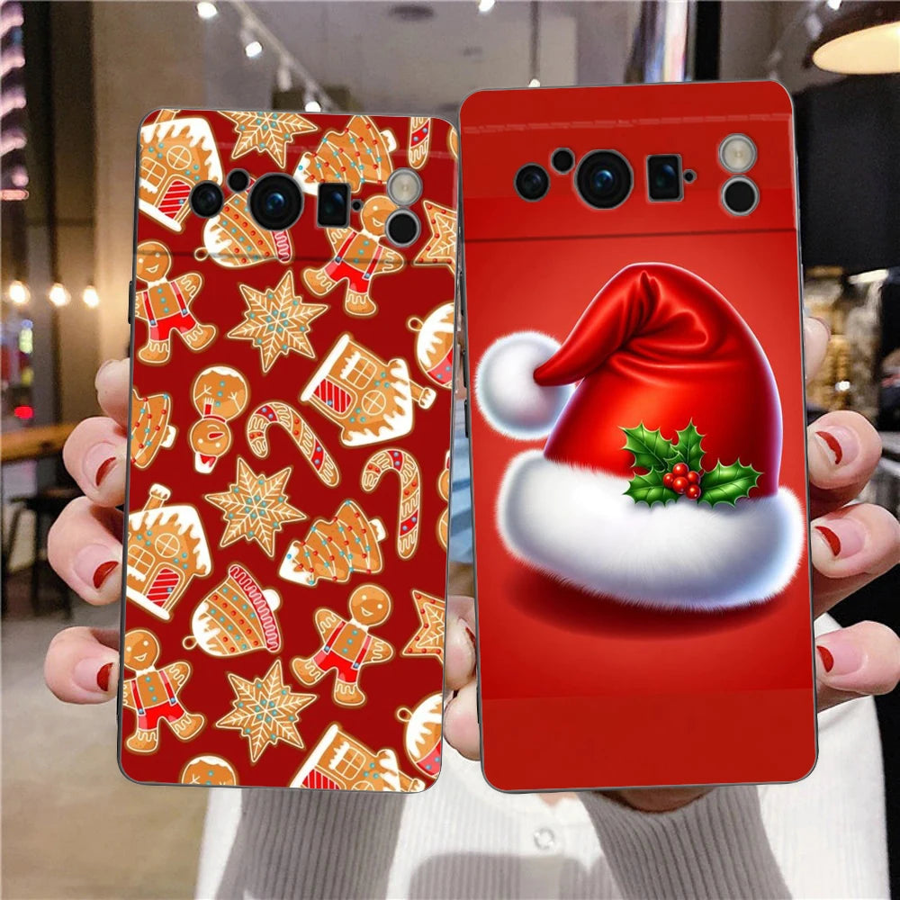 Pixel 9 8 Case Cartoon Silicone TPU Half Wrap Christmas Case
