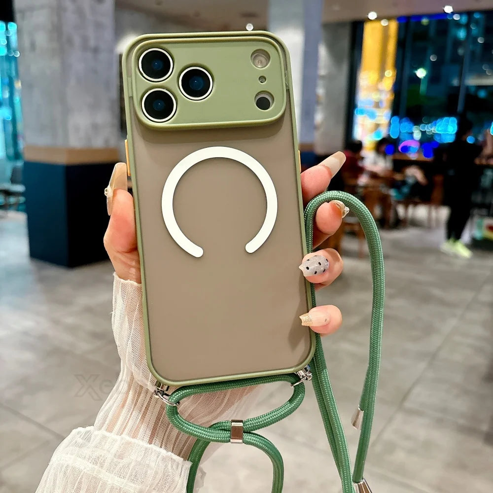 Magnetische Magsafe-Hülle mit Band für iPhone 11–17