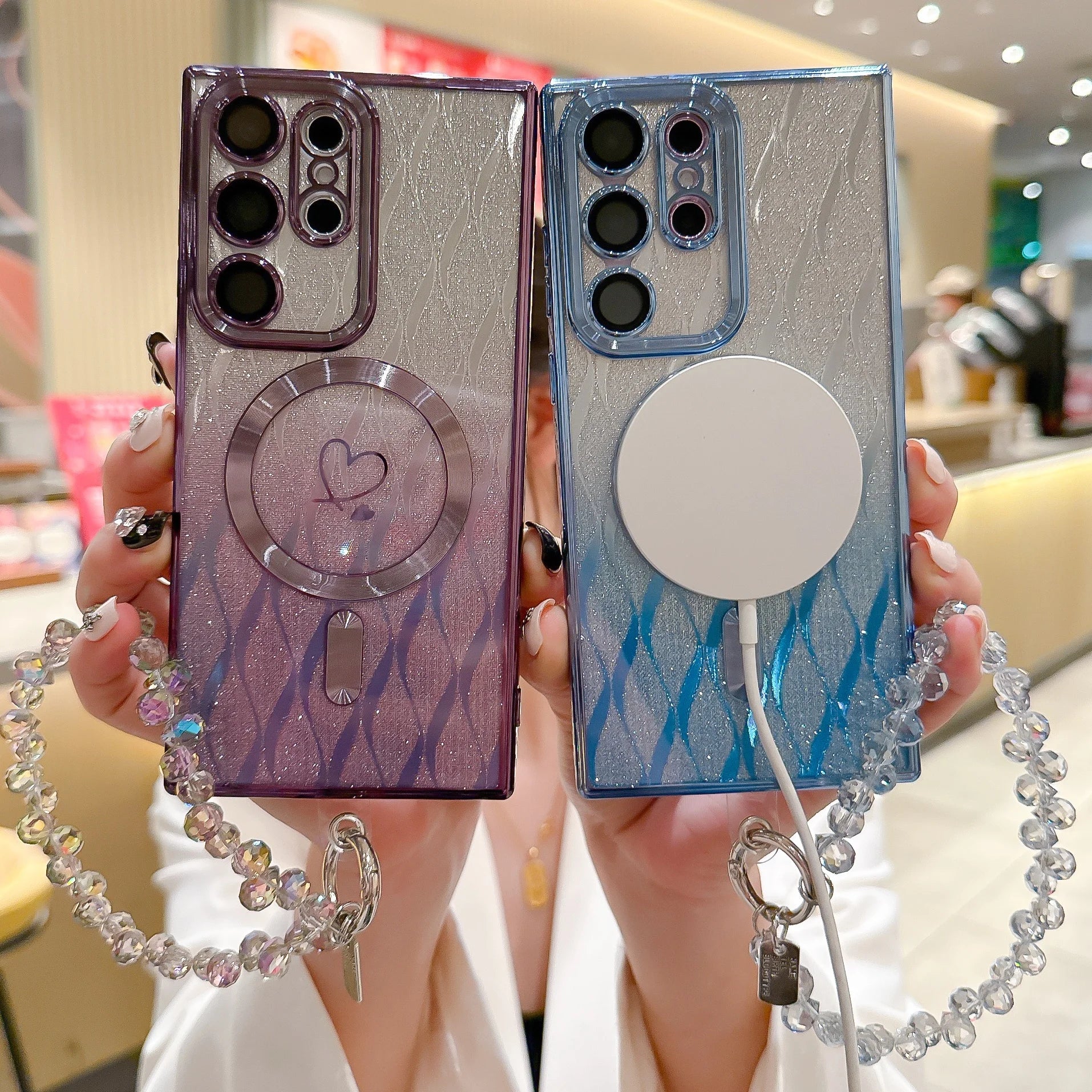 Herz Glitzer Kristall Armband Hülle für Samsung S25 Ultra