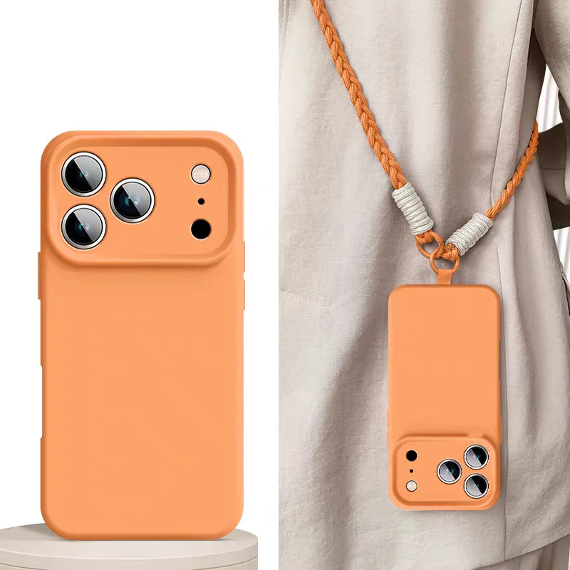Flüssigsilikonhülle mit Band für iPhone 17–14 Plus