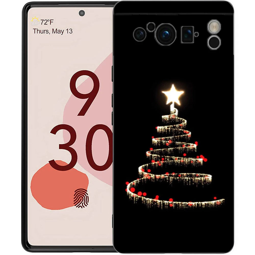 Stylish Merry Christmas TPU case for Google Pixel 9 Pro XL, half-wrapped, 360-degree protection, shockproof, scratch-resistant, non-slip, cartoon animal anime design