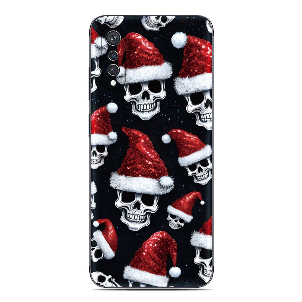 Christmas Skulls TPU Case for Google Pixel 10, 10 Pro and 10 Pro XL, soft, flexible, shockproof, scratch-resistant with cartoon flower anime design