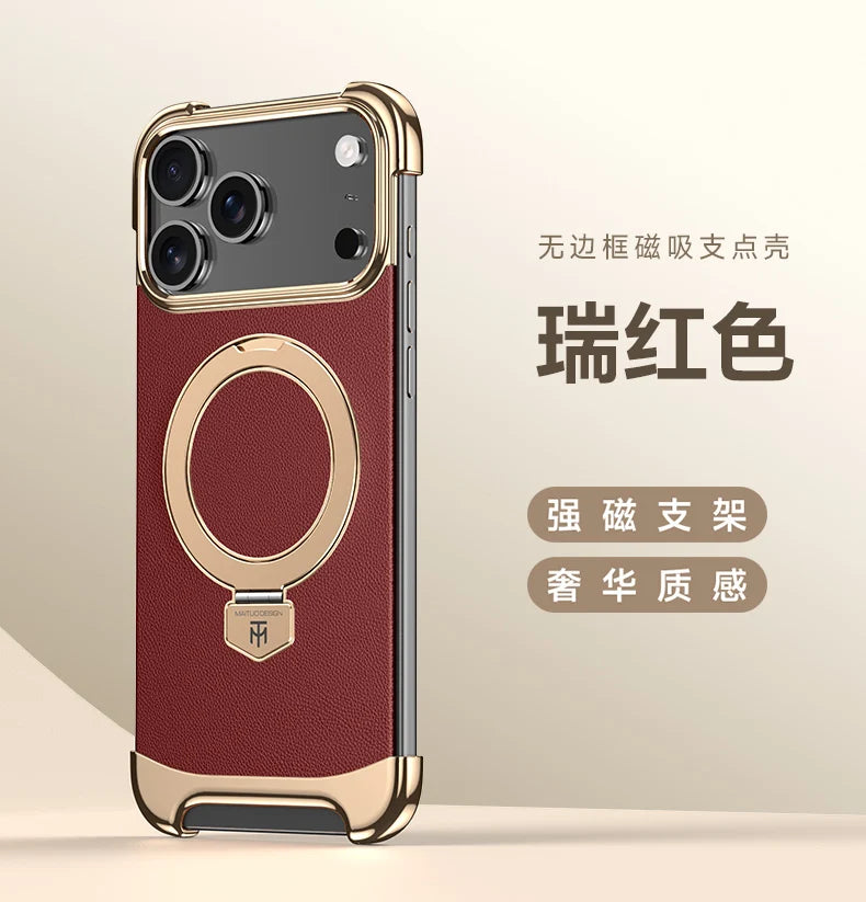 Magnetische Lederhülle mit Metallrahmen für iPhone 17