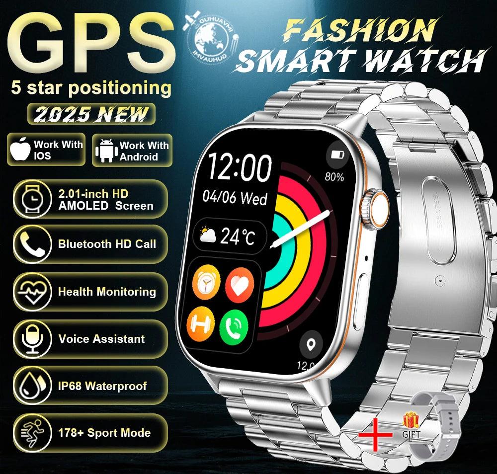 Robuste 2025 Militär GPS Smartwatch mit Taschenlampe & Bluetooth-Anruf für Android & iOS