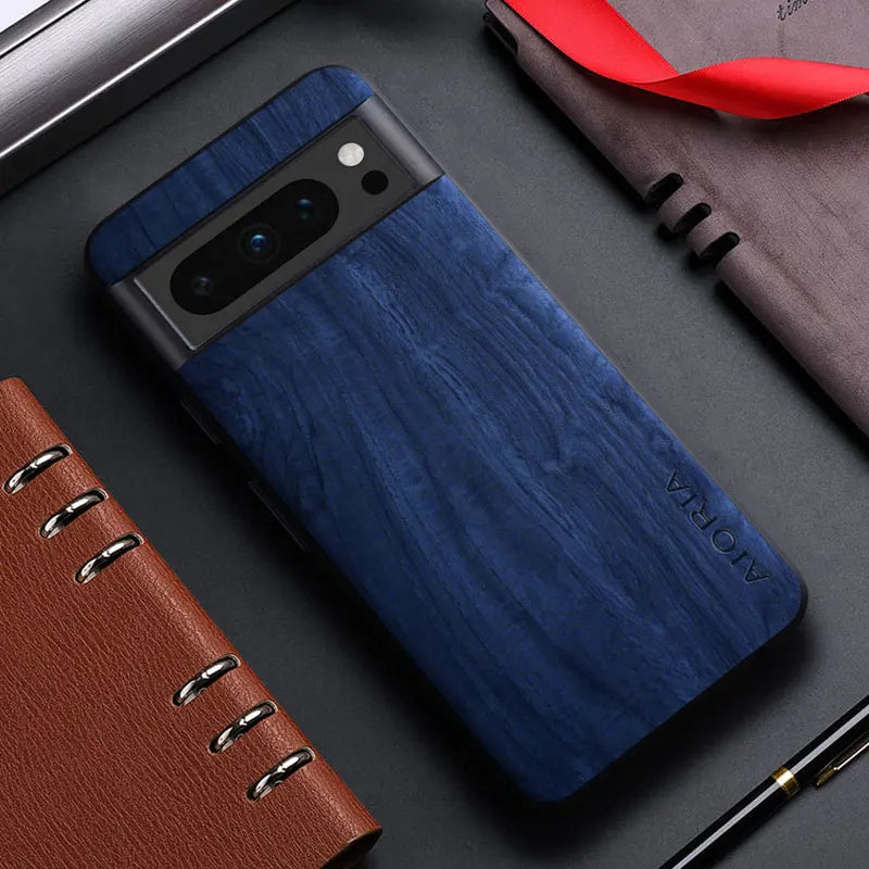 Bambus Holz PU Leder Hülle Pixel 8 Pro