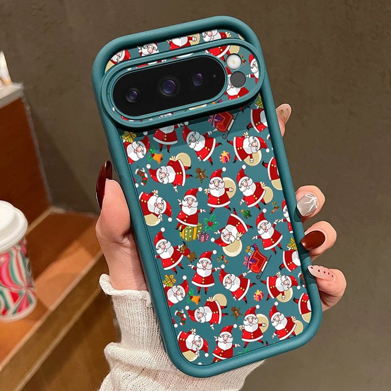 Soft TPU Christmas case for Google Pixel 7, 8 and 9 series, shockproof, flexible, perfect fit with deer motif, non-slip silicone case