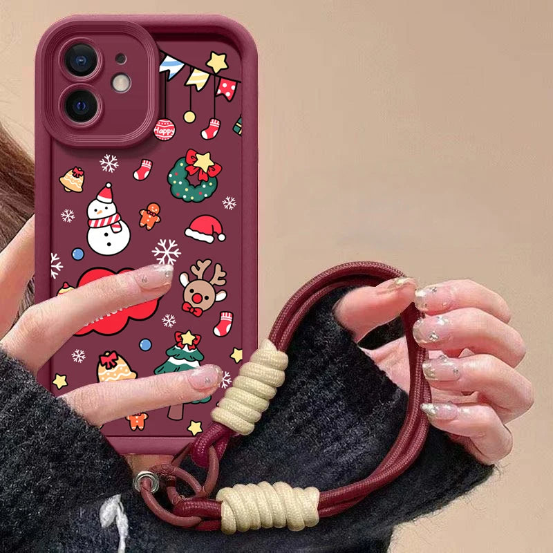 Cute Christmas phone case with red chain for Pixel